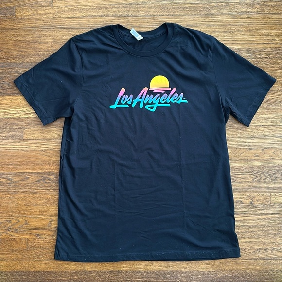 Black Cotton Short Sleeve Los Angeles Graphic Tee Shirt - Picture 1 of 3